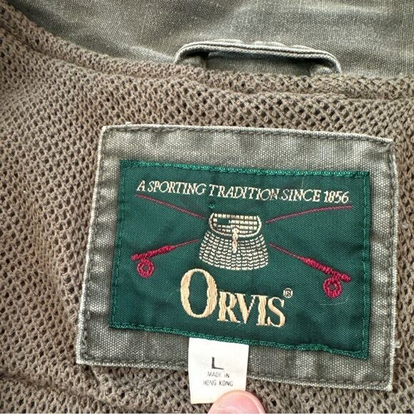 Vintage Orvis Fly Fishing Vest Tan Cargo Nylon Mesh Size L *flawed* - Picture 7 of 10